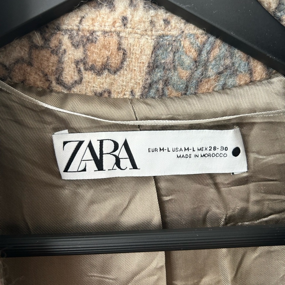 ZARA Long Wool Floral Coat Jacket Cosmic Astrology Zodiac Rose Garden - Picture 4 of 11